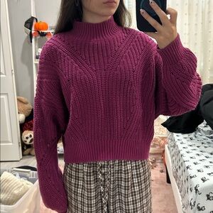 Women’s cropped knit sweater pinky purple, Size: M​